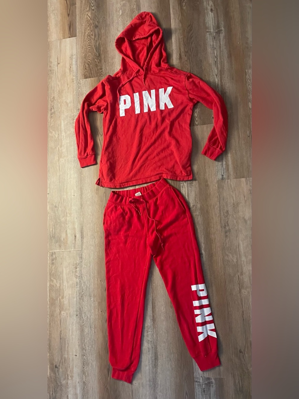 PINK Victoria's Secret Red Women Hoodie & Jogger Pajama Set